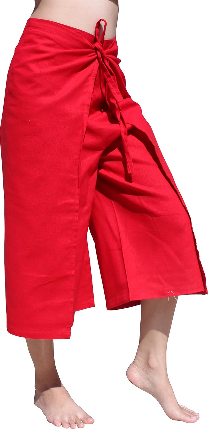 RaanPahMuang Drive in Wrap Pants in Summer Plain Mixed Cotton