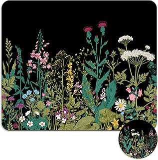 Square Mouse Pad with Coaster, Soft Cute Computer Mouse Mat with Non-Slip Rubber Base, Easy to Slide, Splash Resistant Surface, Personalized Design, Portable, Garden Flowers