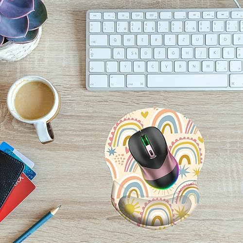 Miniatura 7 de Alfombrilla de mouse con soporte para muñeca, antideslizante, de goma, 8.75 x 7.5 pulgadas, alfombrilla de mouse pequeña para computadora portátil