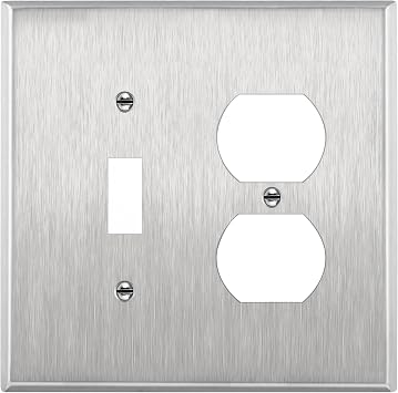 LIDER Combination Toggle Switch and Duplex Receptacle Metal Wall Plate