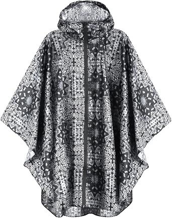 ANYOO Waterproof Rain Poncho Lightweight Reusable Hiking Hooded Coat Jacket for Outdoor Activities