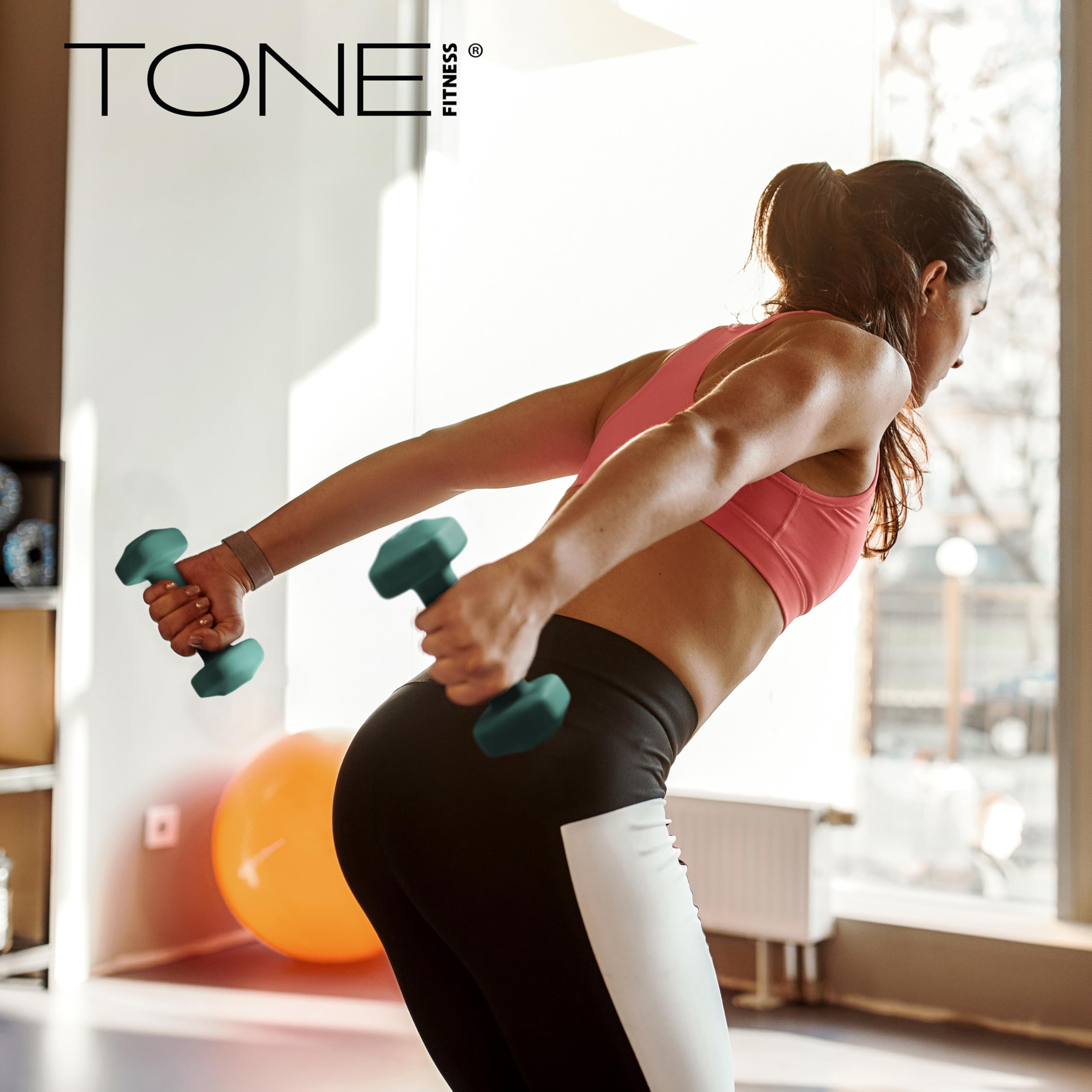 Tone Fitness Coppia di manubri in neoprene con testa quadrata antirollio | Opzioni multiple