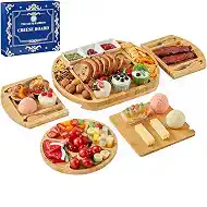 Bamboo Charcuterie Boards Gift Set, Large Cheese Board with Knives for Serving Meat & Cheese Platter, House Warming Gifts New Home, Wedding Gift for Couple, Bridal Shower, Birthday Gift for Women