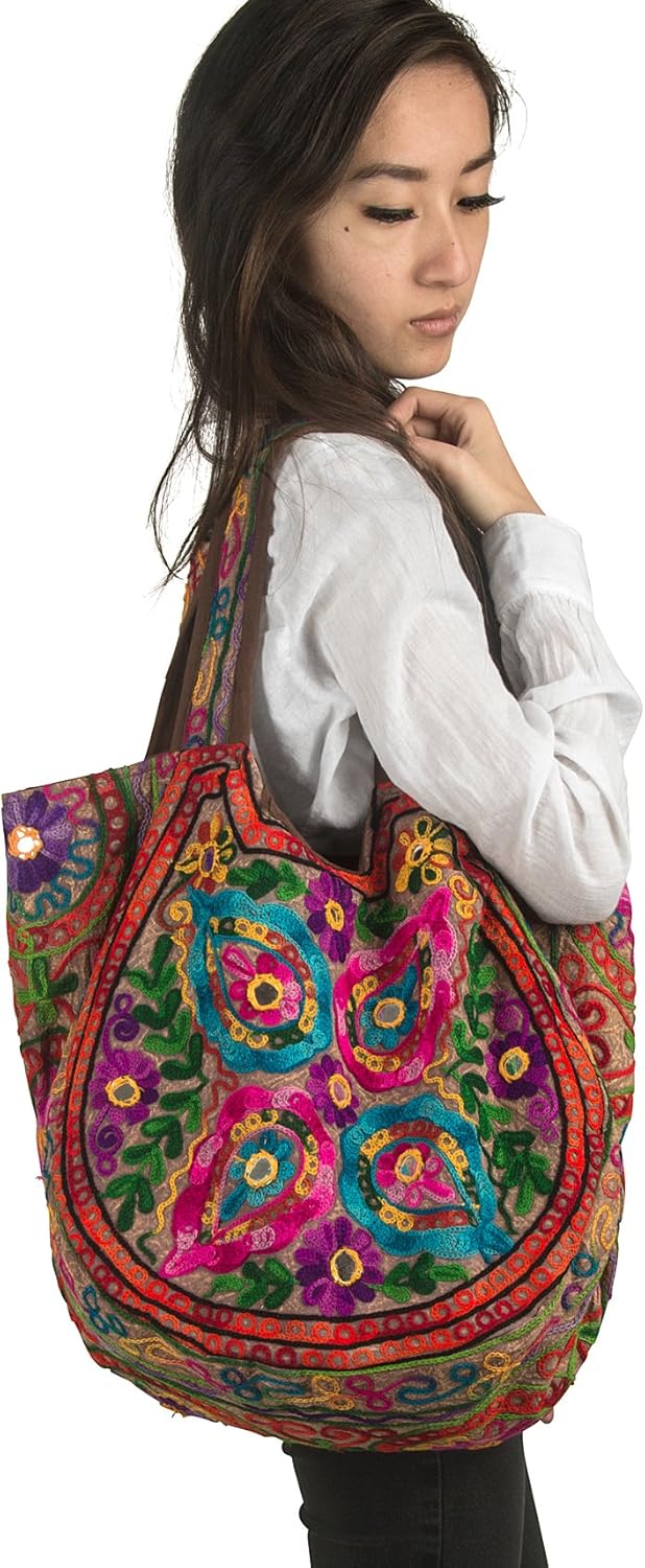 TribeAzure Brown Handmade Floral Shoulder Bag Women Fashion Handbag Tote Casual Summer Spring Top Handle - Image 3
