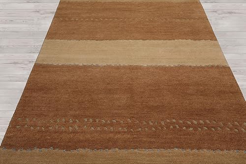 Miniatura 5 de LoomBloom Alfombra de lana tibetana anudada a mano con cintas Tufenkian de arce de 5'8"x8'10"