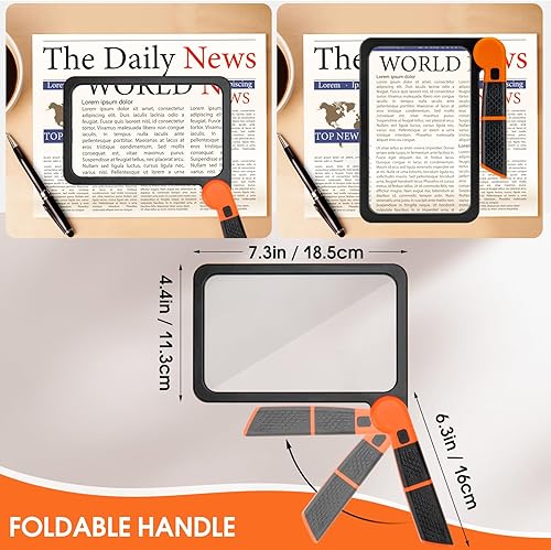 Miniatura 5 de Lupa grande con luz, lupa de página completa de 48 LED, luz fría y cálida con 3 modos, lupa iluminada de mano plegable para personas mayores,