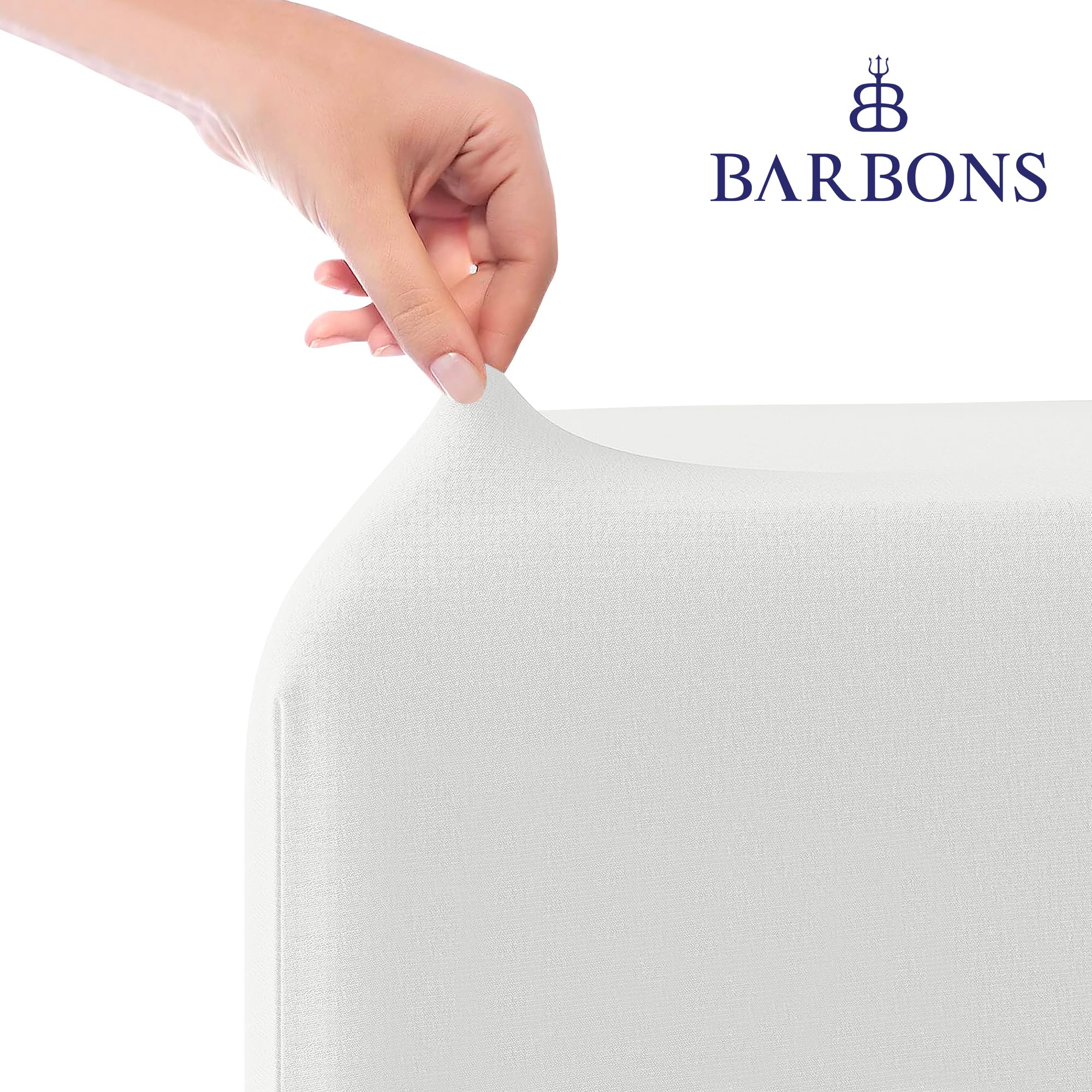 BARBONS Prześcieradło z gumką 200 x 200 cm – 100% bawełna, certyfikat Oeko-Tex, prześcieradło z dżerseju, na łóżko kontynentalne i grube materace do 27 cm, białe, 200 x 200 cm