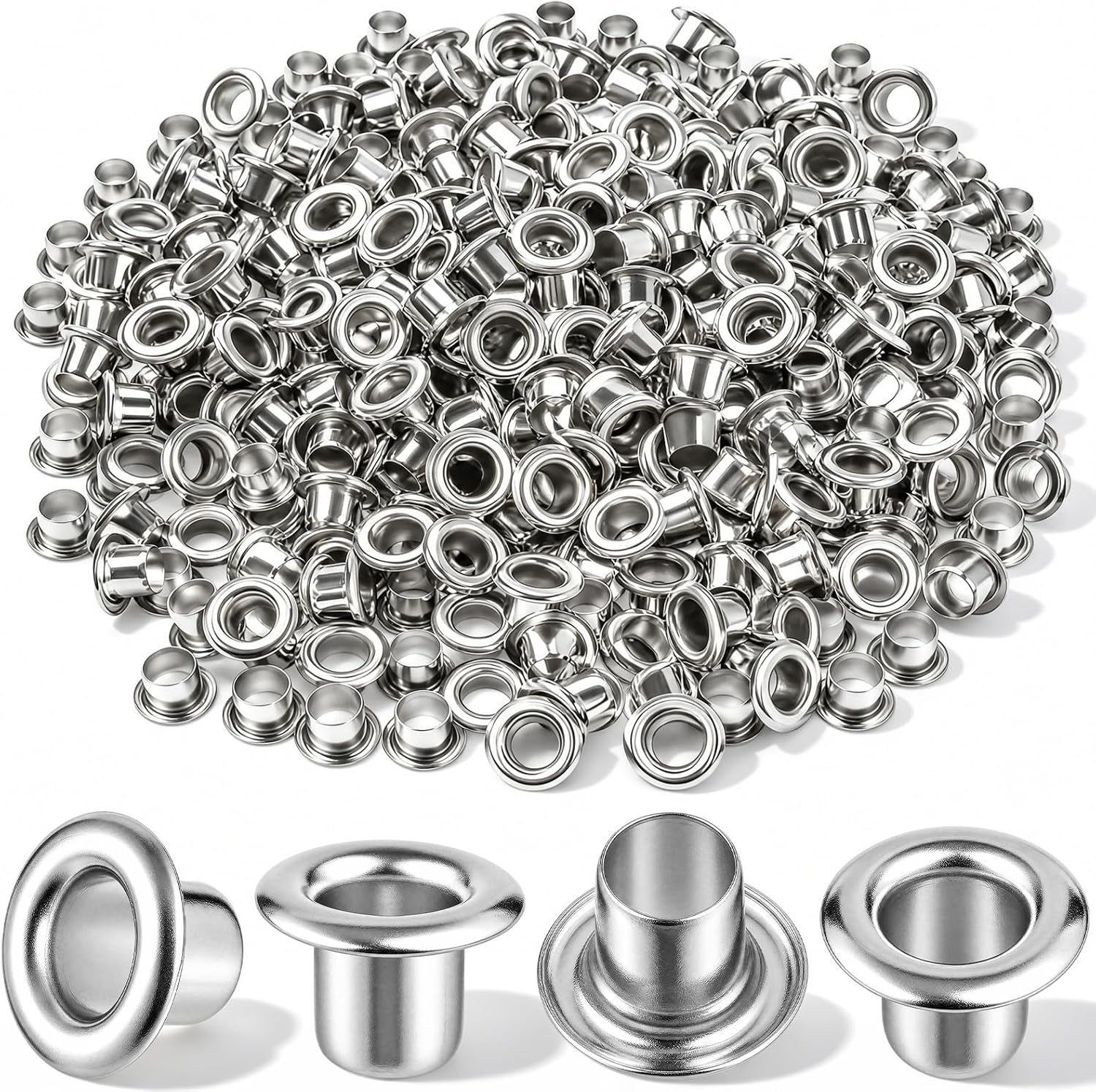 Hicarer 500 Pcs 5 mm ID Antique Brass Grommets Eyelets Kit Heavy Duty Self-Backing Metal Copper Grommets for Leather, Canvas, Clothes, Bead, Repair and DIY Crafts