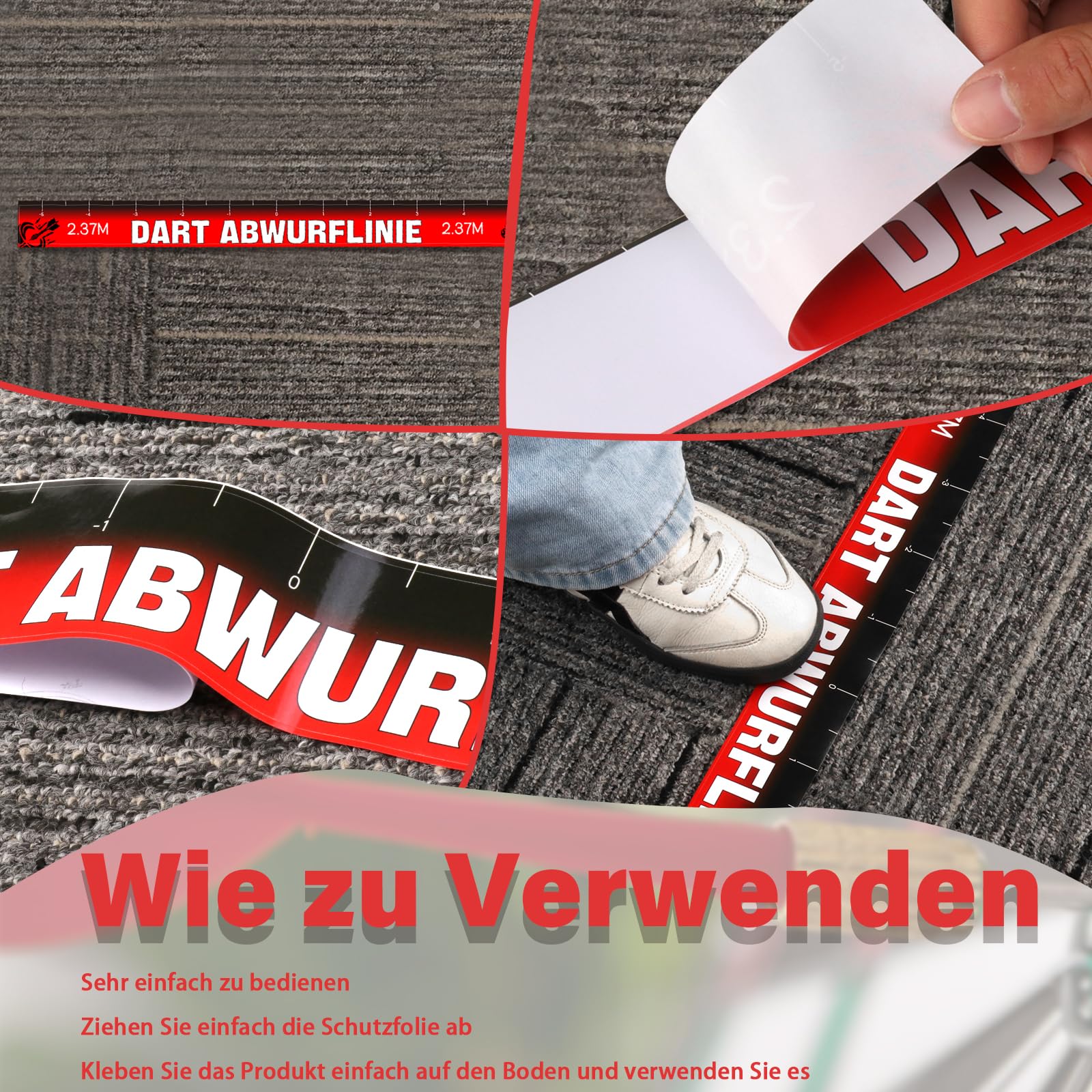 Linee Di Lancio Per Freccette - 2 Adesivi, 56x5 Cm, Autoadesivi, Per Steel E Soft Dart - Foto 2