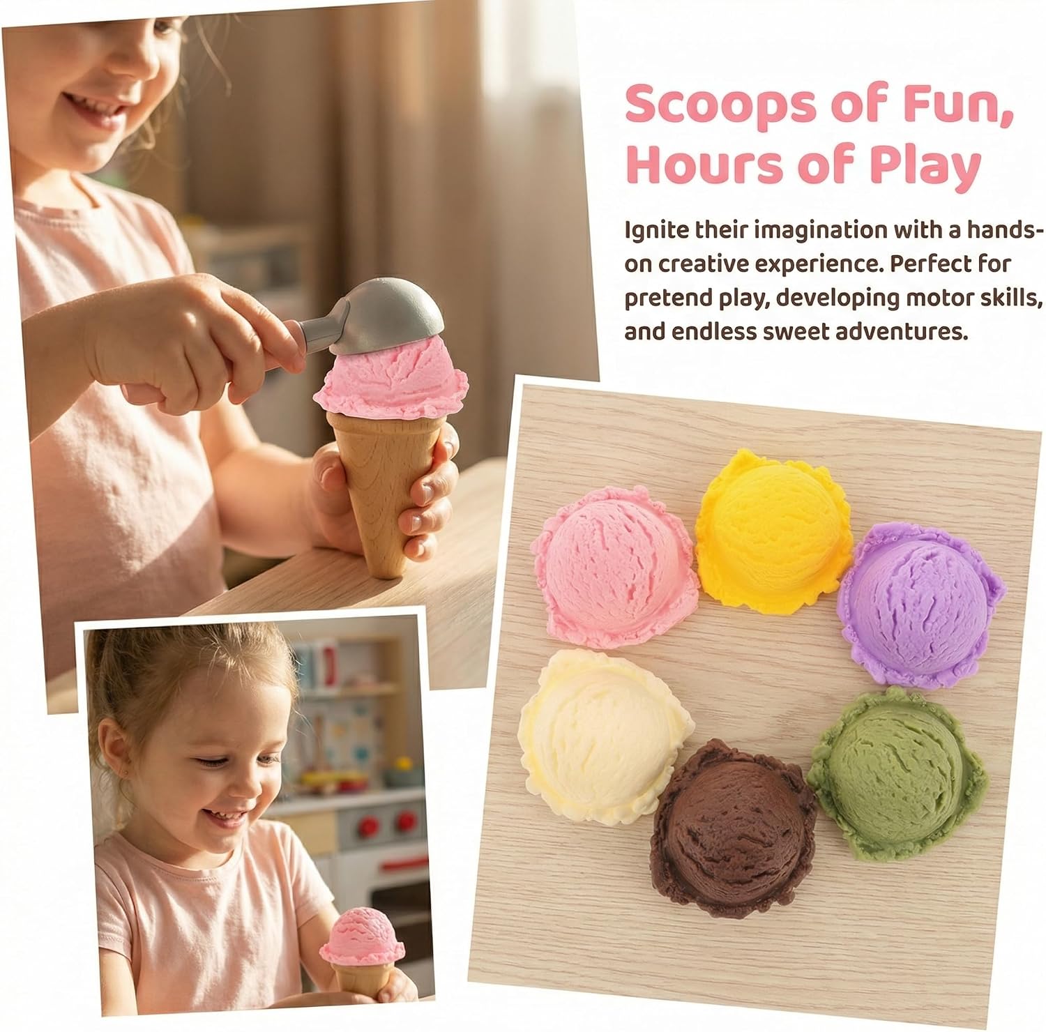 Totority Realistic Ice Cream Model 6-Piece Set - Fake Food Decor Chocolate Artificial Ice Ball Dessert Prop for Shop Display, Home Kitchen Decor, and Photography Props (Vibrant Colors)