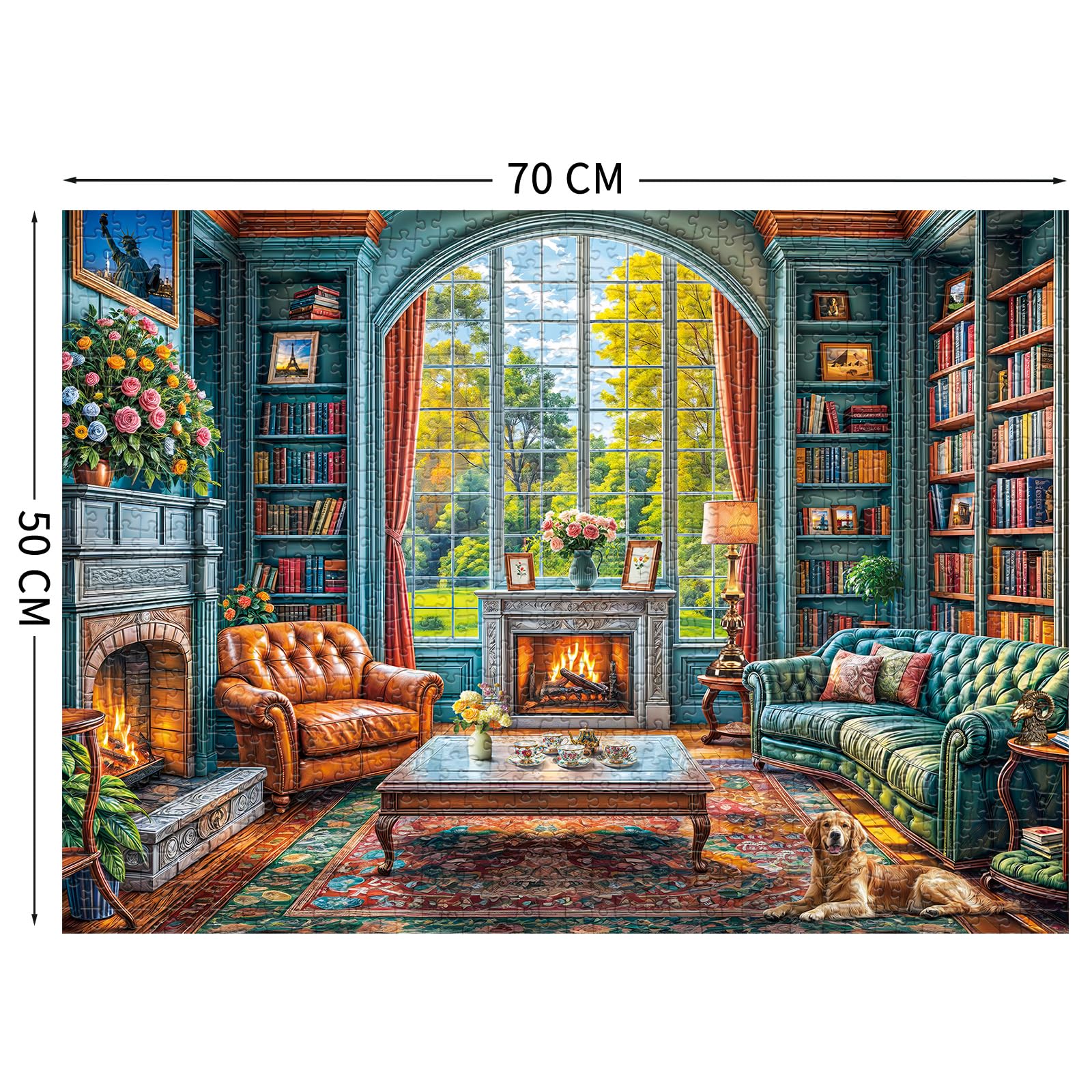 Puzzles 1000 Pieces for Adults jigsaw puzzles for adults 1000 Piece Puzzle Challenging Game for The Whole for Women Gifts for Men Theme:Warm Study Room - Image 2