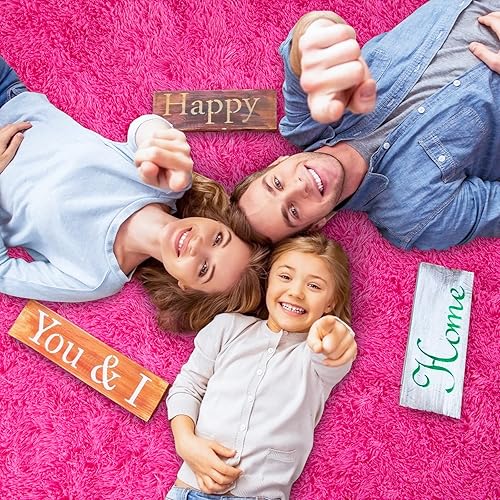 Miniatura 7 de Ompaa Alfombras de pasillo esponjosas, 2 x 4 pies, color rosa intenso, súper suave, alfombra de pelo largo para dormitorio, sala de estar,