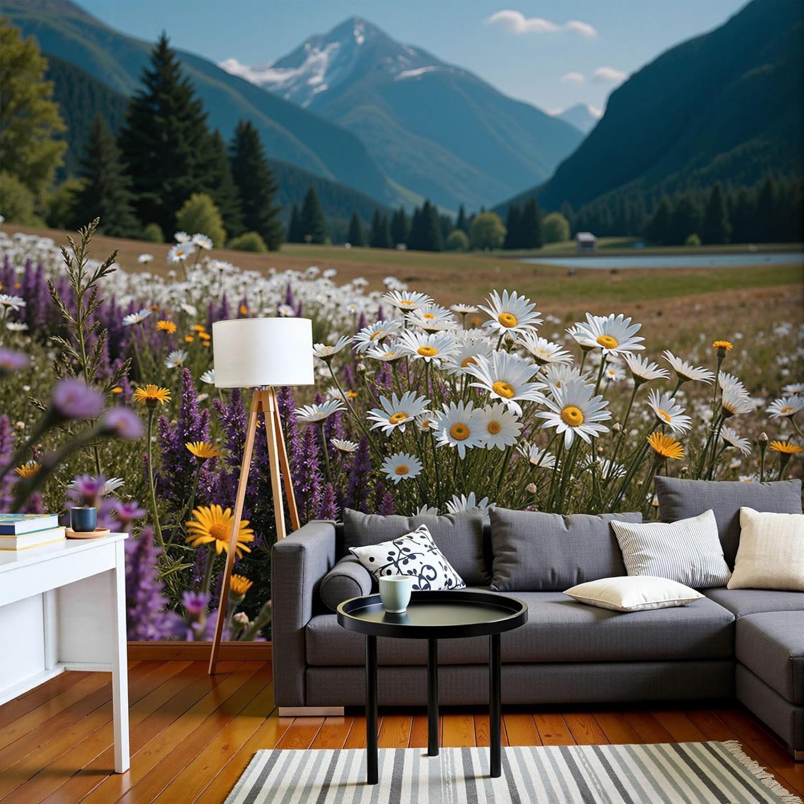 hgjdjhnf Photo Wallpaper Daisy Fields Non-Woven Natural Landscape Pattern 3D wall Decoration, XL Modern Living Room Bedroom, 350cm x 256cm Stickers - Frameless Painting - Poster