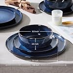 E-far Dinnerware Ensembles pour 2, 6-Piece Assiette en grès et bols, Assiettes en céramique Réactive Glaze Dinning Ware, Micro-ondes & Lave-vaisselle sans danger - Bleu de la mer profonde