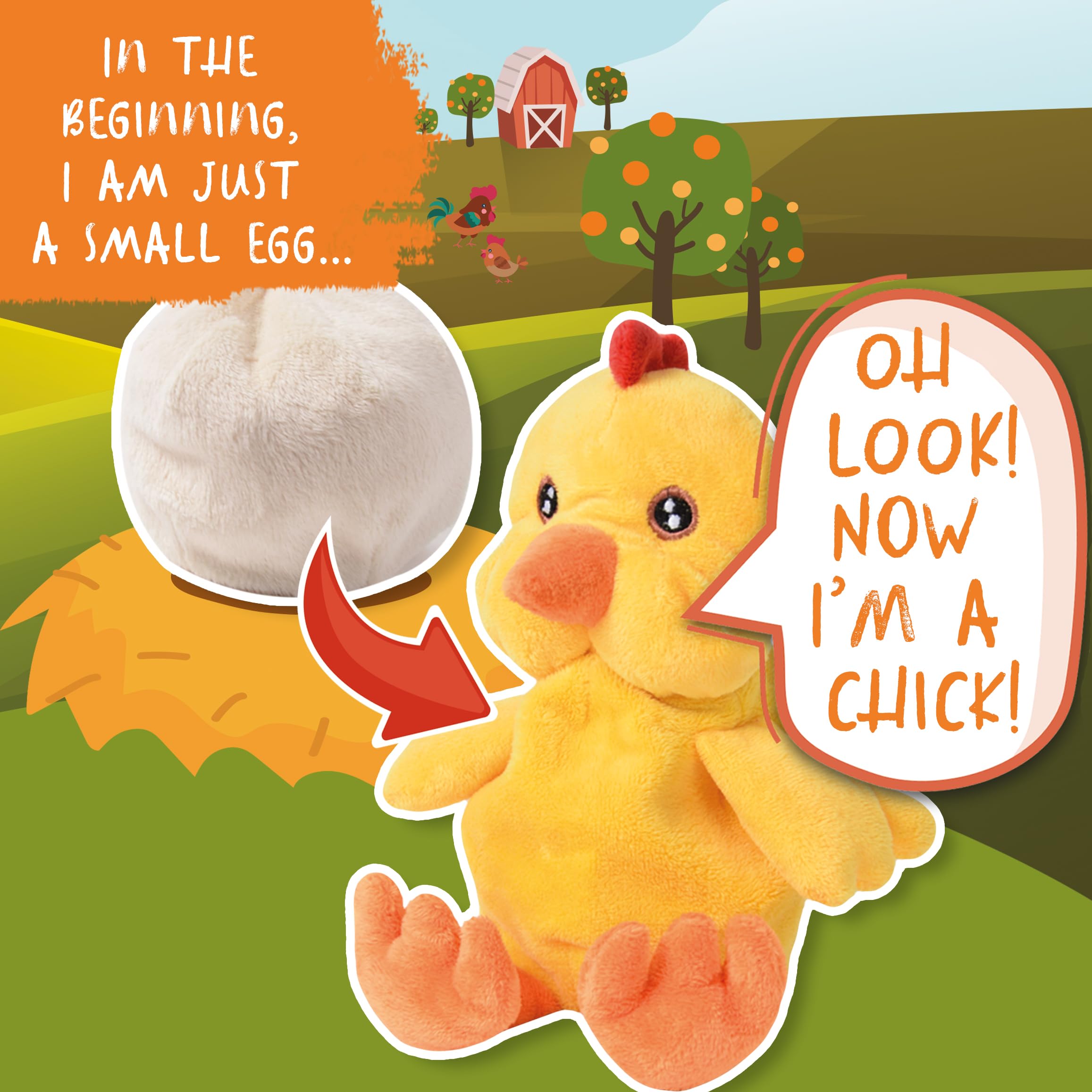 Creanino 2-in-1 Reversible Plush Toy, Chick Cuddly Toy, Reversible Cuddly Toy, Hand Puppet, Hand Puppets, Reversible Plushies - Image 2