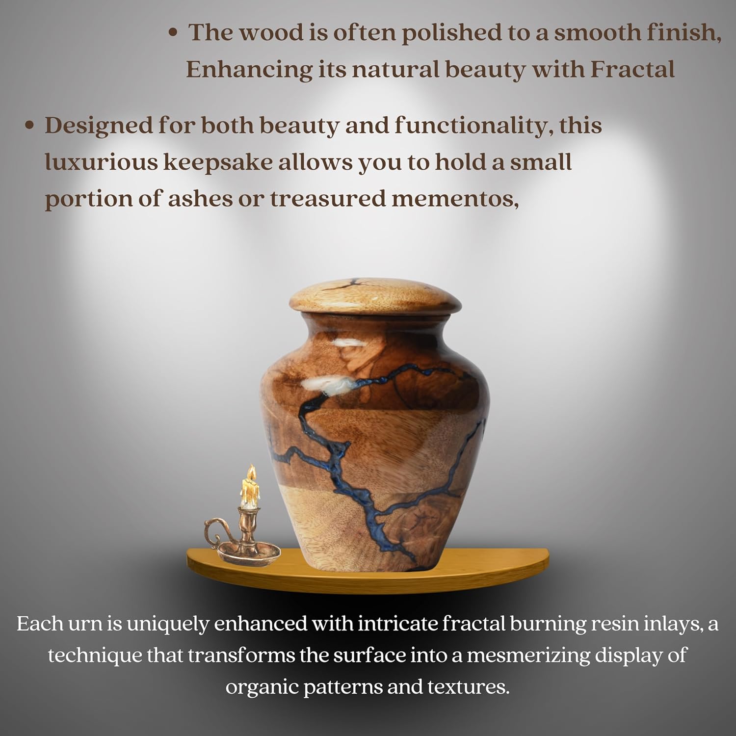 Wooden urn for Small Keepsake 20 Cu in Capacity Blue Urn for Man and Women Burial and Funeral Urn Handcrafted Design Wooden Cremation Urns for Human Ashes Adult Male Decorative urn - Image 7