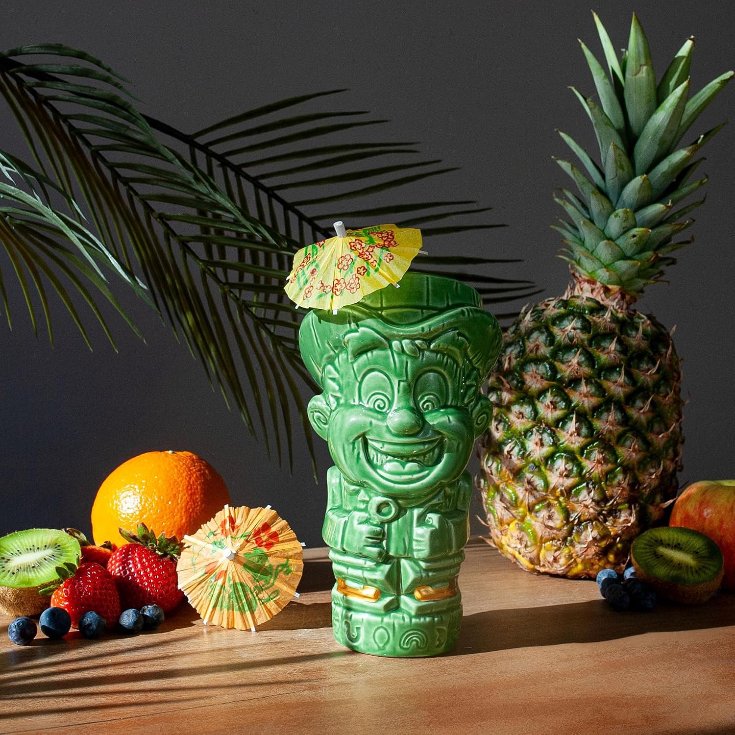 Geeki Tikis General Mills Ceramic Mug, Lucky Charms Lucky The Leprechaun | Official Cereal Mascot Collectible Tiki Cups | Cocktail Glasses, Tropical Drinkware For Home Barware Set | Holds 16 Ounces