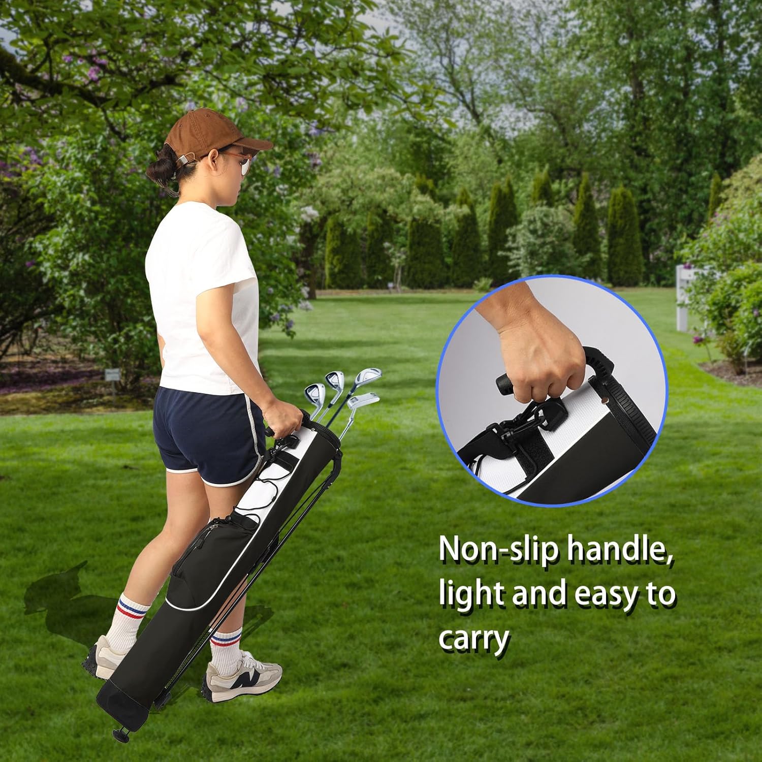 Golf Stand Bag, Small Lightweight Golf Bag for Men/Women, Easy to Carry and Durable Pitch n Putt Golf Bag for Driving Range, Par 3 and Executive Courses