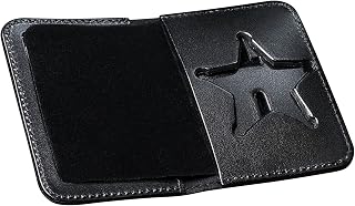 Perfect Fit Shield Wallets Ohio Sheriff Badge and ID Holder 5 Point Star Bi-Fold Book Style Badge Wallet Black Leather (cutout 34)