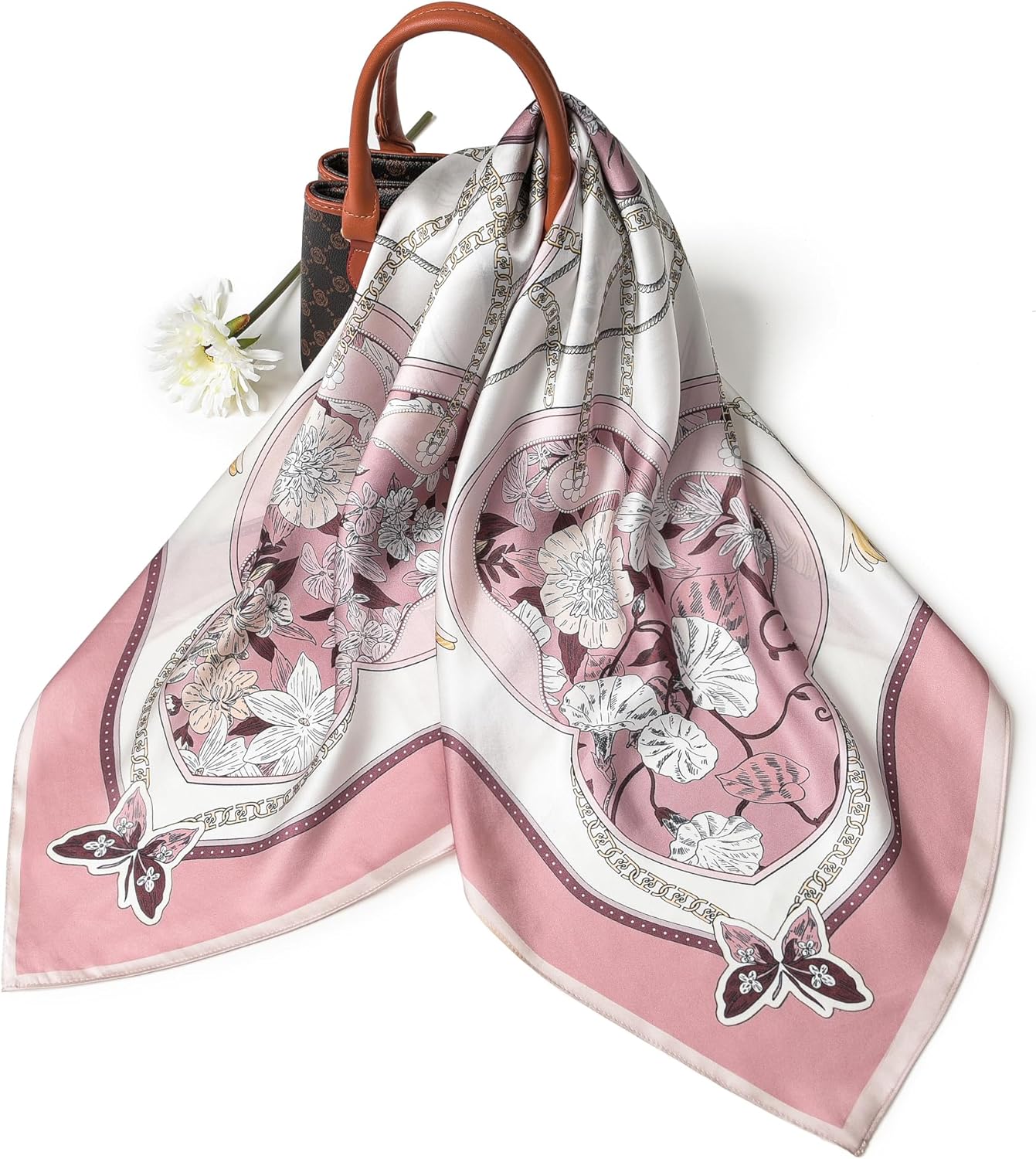 100% Pure Mulberry Silk Scarf 35" Large Square Lightweight Headscarf –Women’s Hair Wraps The shawl-With Gift Packed - Image 4