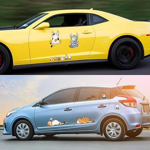 Miniatura 5 de GTOTd Calcomanía de gato lindo para automóvil (12 piezas) divertidos regalos de gatos de dibujos animados, suministros de fiesta, decoración
