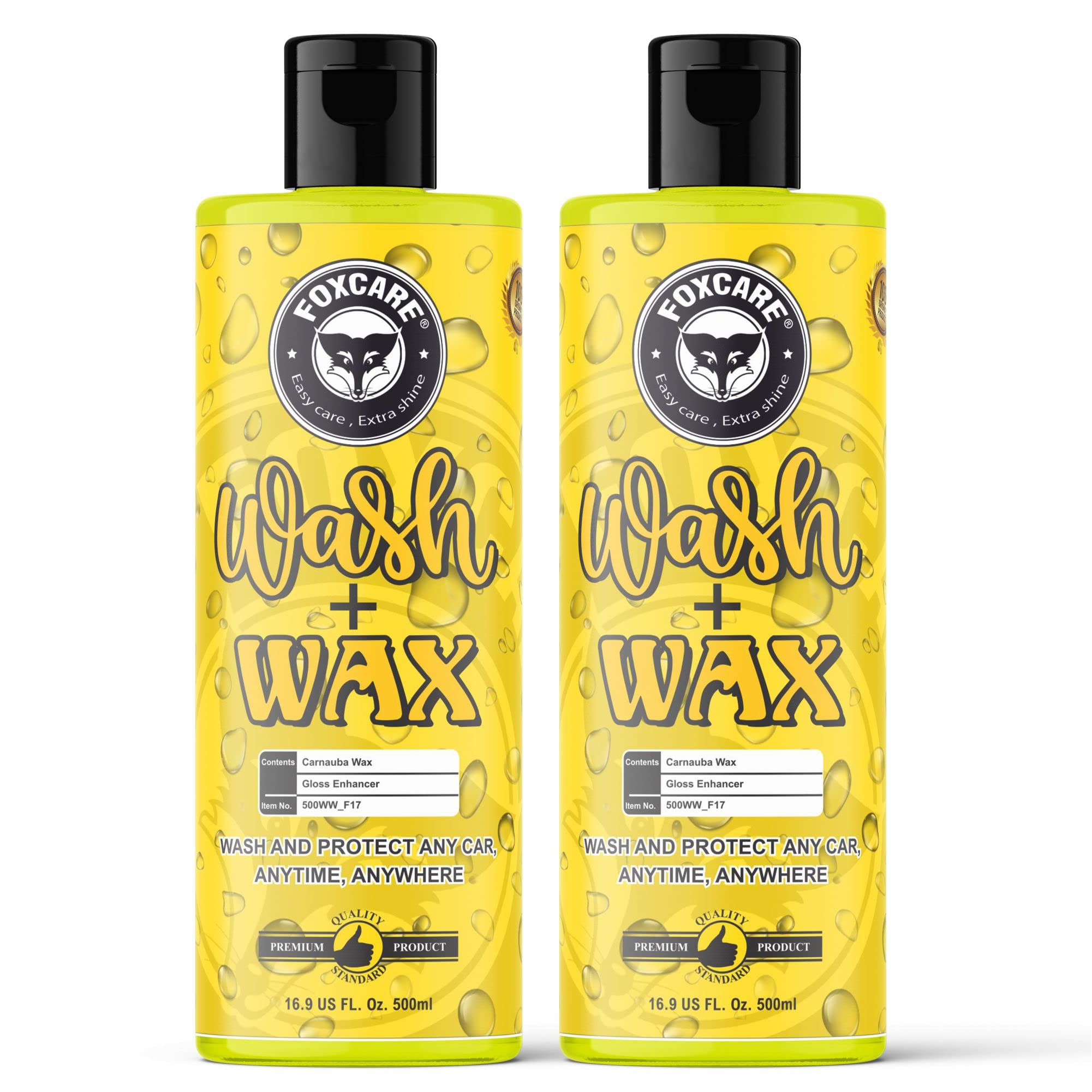 Foxcare Wash plus Wax Car Shampoo, Buttery Smooth Feel, pH Neutral - (Works with Foam Cannons, Foam Guns or Bucket Washes) Safe for Cars, Trucks, Motorcycles (pack of 2-500 ml each)-image-16