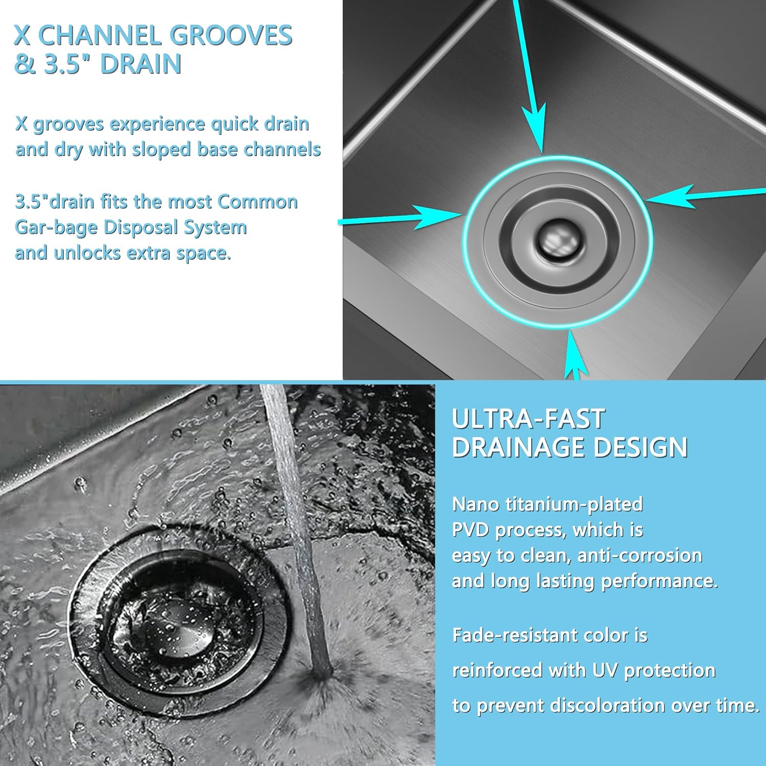 13x15x9 inch Drop in Bar Sink Black, Gunmetal Black Topmount Small Kitchen Sink 18 Gauge Single Bowl Small Stainless Steel NANO Black Wet Bar Sink with Drain