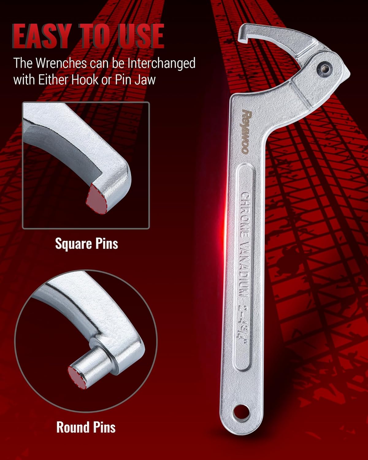 Spanner Wrench Set with Changeable Heads, 11 Pcs Adjustable Spanner Wrench Tool for Hydraulic Ram Cylinder, Mechanical Machine, Equipments Vehicles