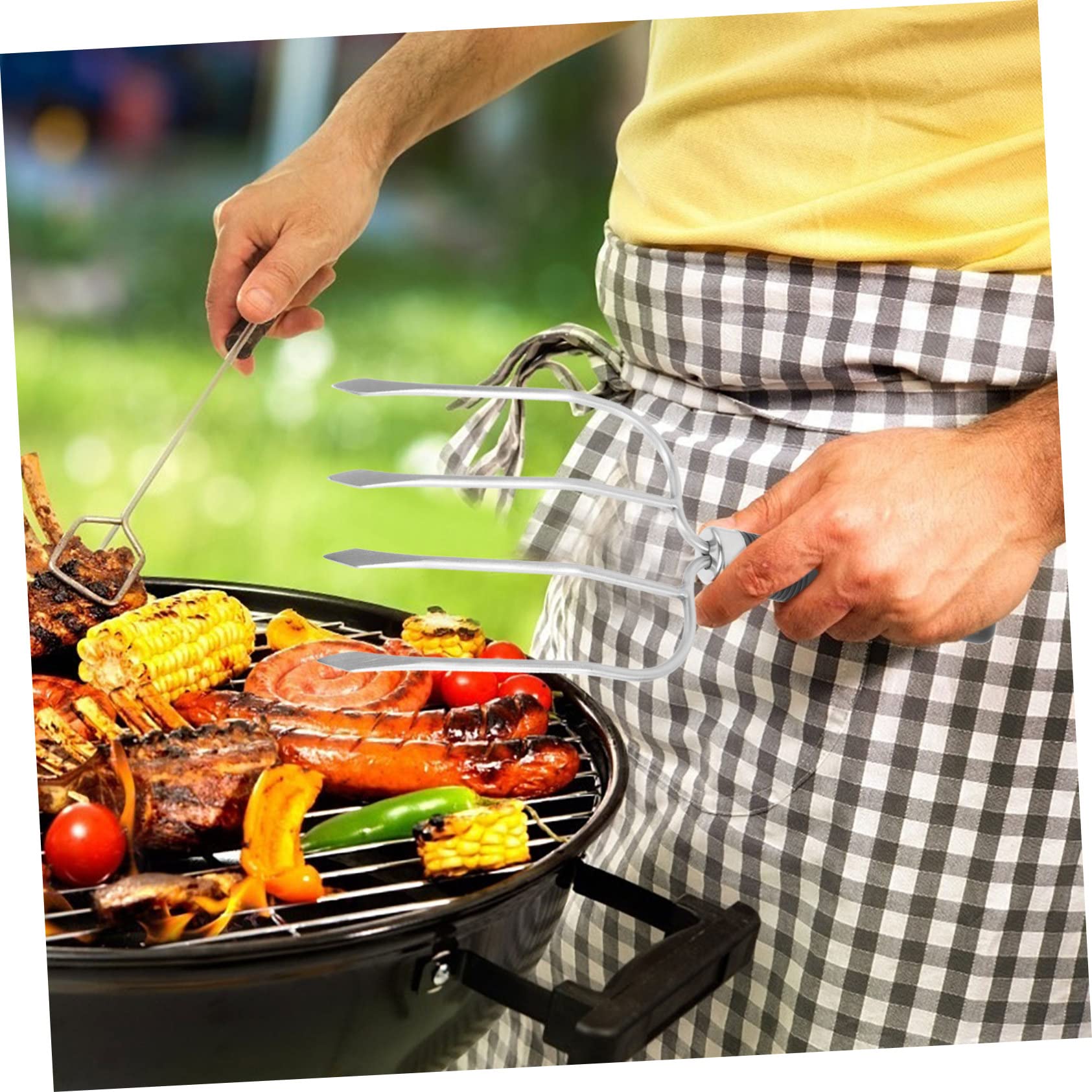 Toyvian 3 Pezzi Barbecue Inossidabile con Strumento per Grigliate Utensile per Arrosti Carne e Pollame per Picnic