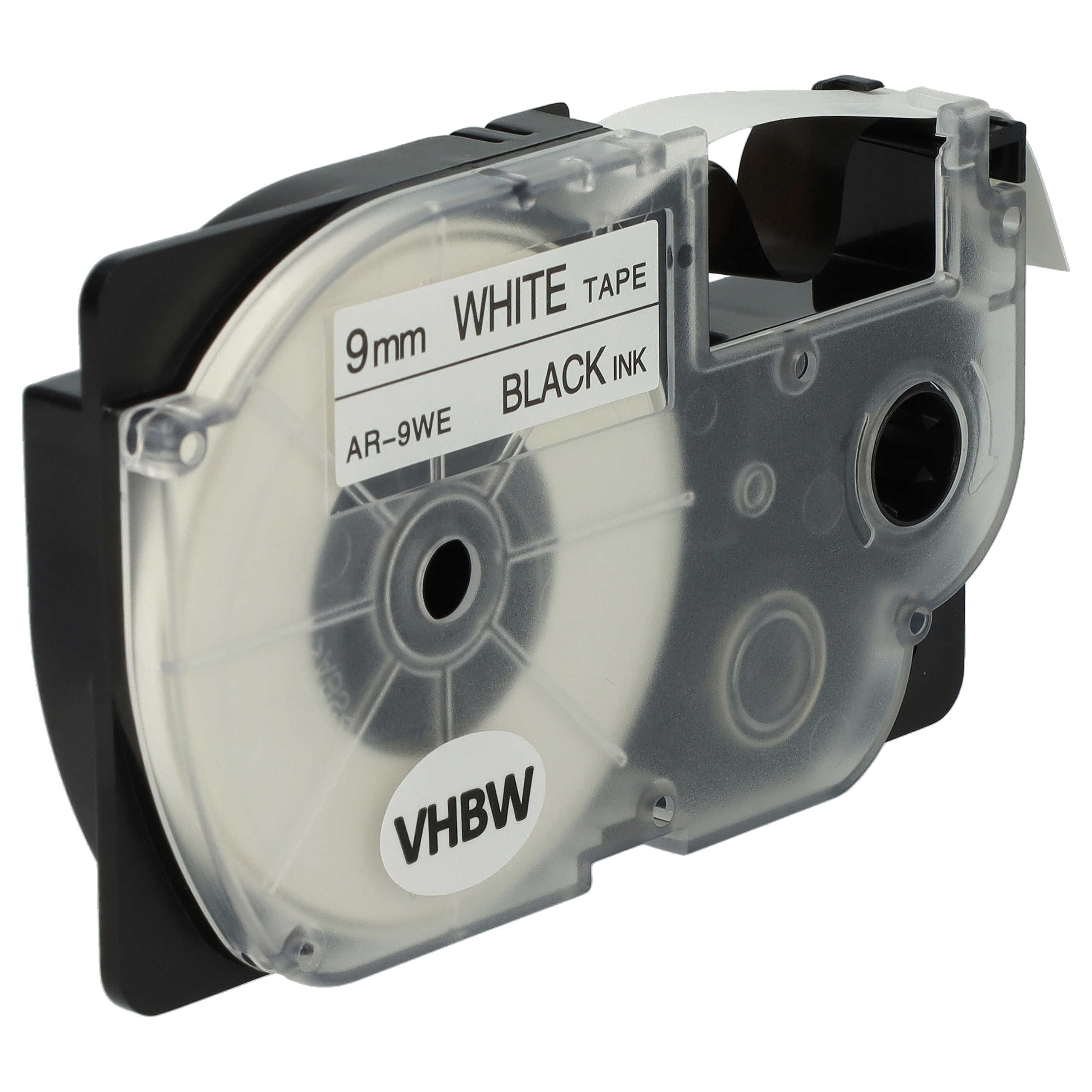 vhbw 10x Schriftband-Kassette Ersatz für Casio XR-9WE | XR-9WE1 für Etiketten-Drucker 8m x 9mm Schwarz auf Weiß