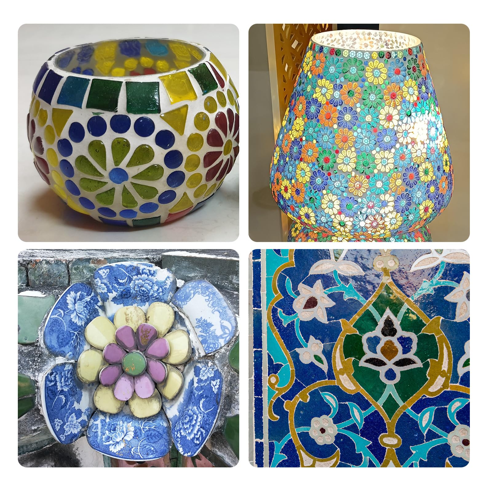 QUARKZMAN Mattonelle Mosaico in Ceramica a Fiori, Mattonelle Mosaico in Ceramica Colorata in Massa Per Progetti Artistici Fai Da Te, Kit Per Mosaico in Pietre