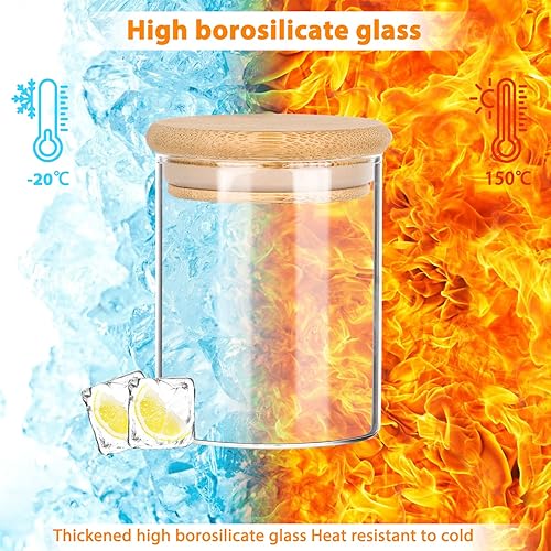 Miniatura 7 de Tarros de vidrio para especias de 6 onzas con tapas de bambú, paquete de 15 recipientes herméticos de almacenamiento de alimentos de 6.8 fl oz