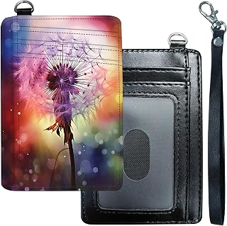 Slim Minimalist Wallet for Men Women Small Credit Card Holder Wallet Front Pocket RFID Blocking Wallets Travel Thin Card Case with ID Window Card Organizer & Wristlet,Dandelion Galaxy