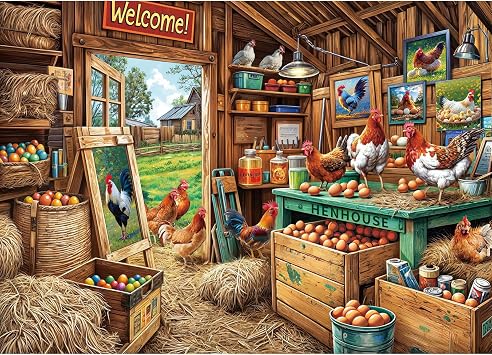 Chicken Coop Puzzles for Adults 1000 Piece, Jigsaw Puzzles for Adults, Adult Challenging Game Toys, Impossible Puzzle, Family Decoration Puzzle, Home Wall Decoration & Ideal Gift