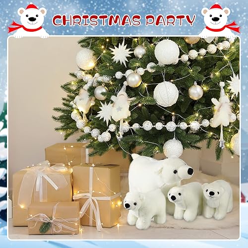 Miniatura 6 de Zubebe Juego de 4 animales de peluche de oso polar, animales blancos grandes, de peluche, suave, regalos de peluche para decoración de cumpleaños de