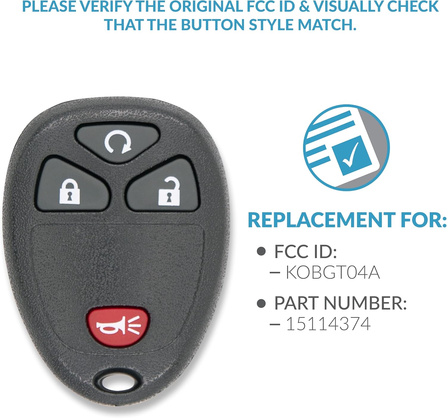 Keyless2Go Replacement for New Keyless Entry with Remote Start Car Key Fob for Select Vehicles with 15114374 KOBGT04A (2 Pack)