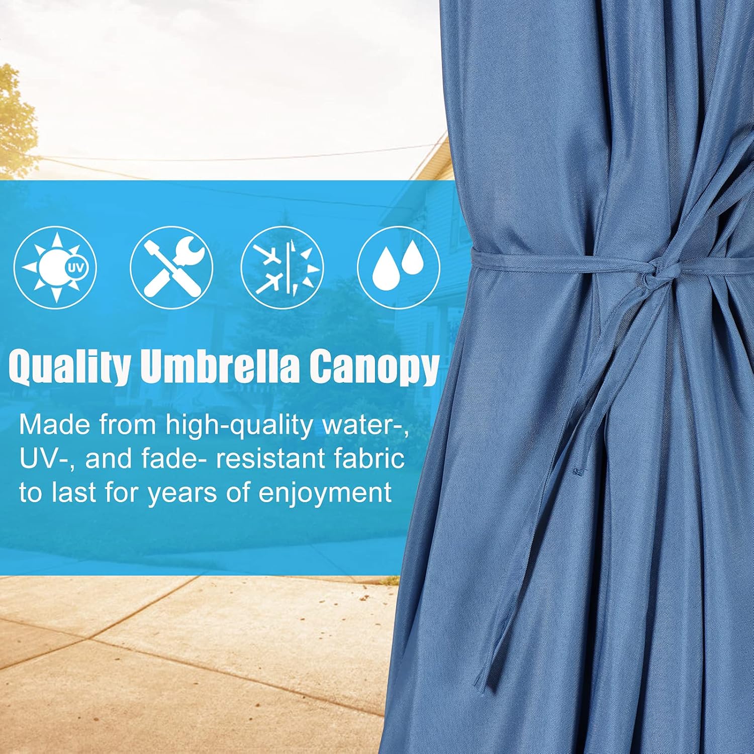 9FT Solar Umbrella 32 LED Patio Umbrellas with Tilt and Crank,Table Market Outdoor Umbrella for Garden,8 Ribs