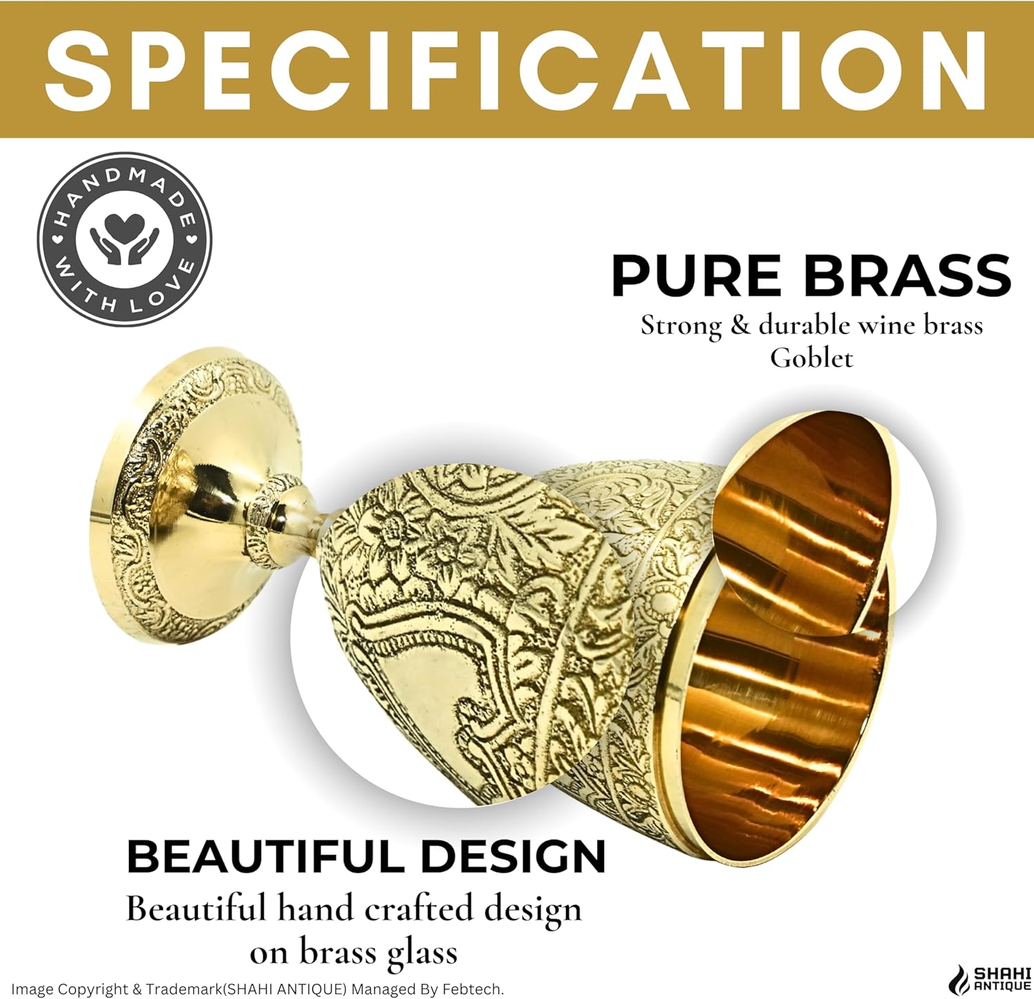 Medieval Brass Chalice Goblet - Solid Brass Roman Wine Cup for Weddings, Gothic Decor, and Celebrations 1 pice