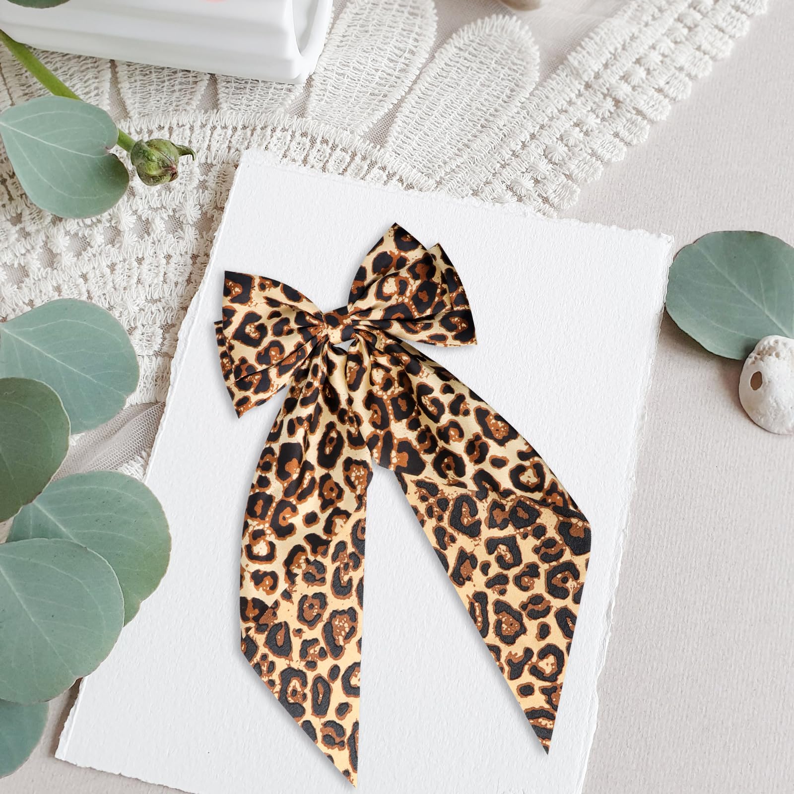 J. Crew Leopard Print sheer bow Hair clip Amazon.com : 4Pcs Leopard Hair Bow Clips Girls Women Cheetah  main image 2