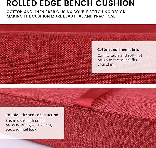 Miniatura 3 de ROFIELTY Cojín de banco de 47 pulgadas, cojines de banco duraderos para muebles de interior, cojines de asiento antideslizantes para ventana de