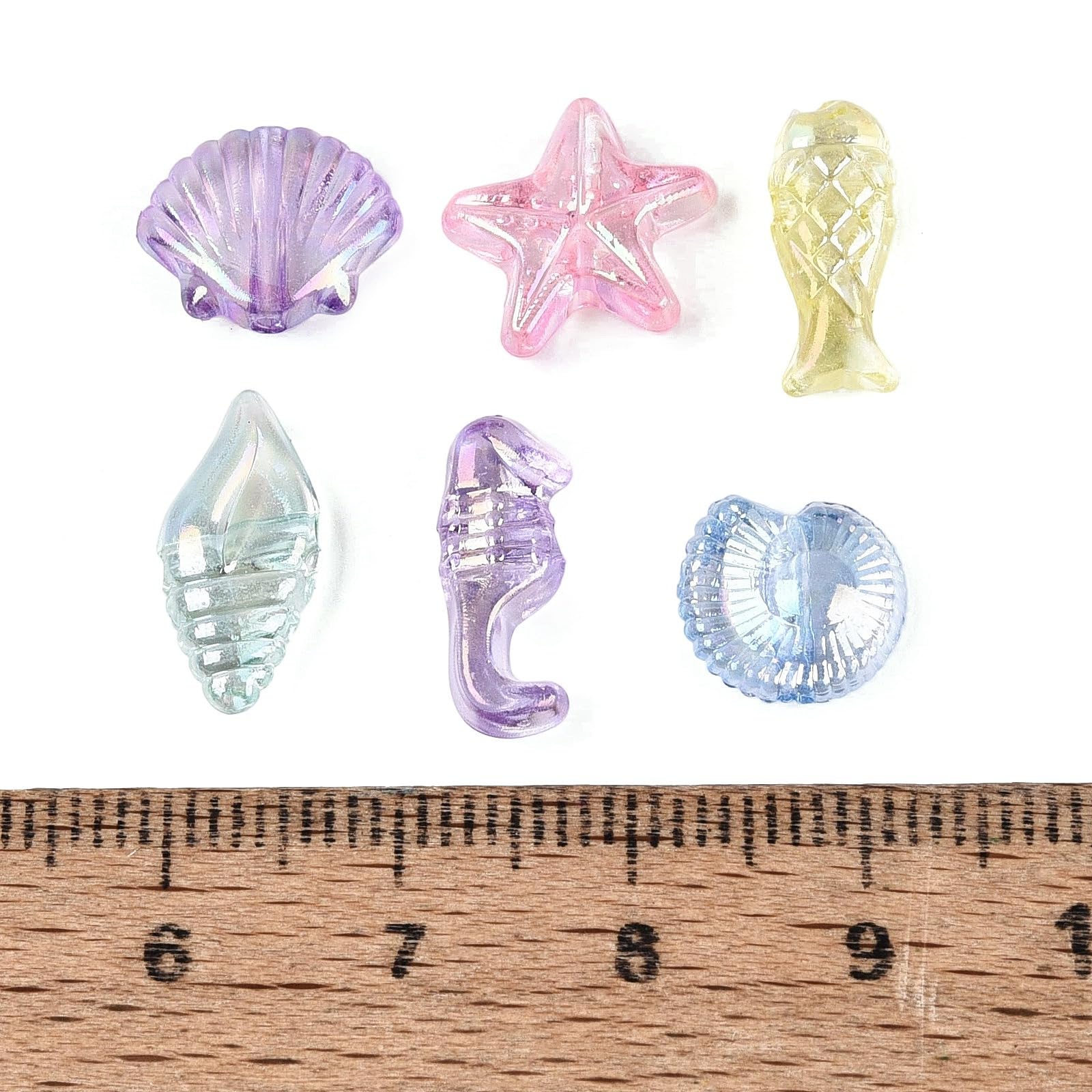 Ipotkitt Circa 2500 perline in plastica a tema oceano sfuso per artigianato | Placcatura color AB, a tema mare, a forma di animale, per la creazione di gioielli, bracciali, forniture artigianali