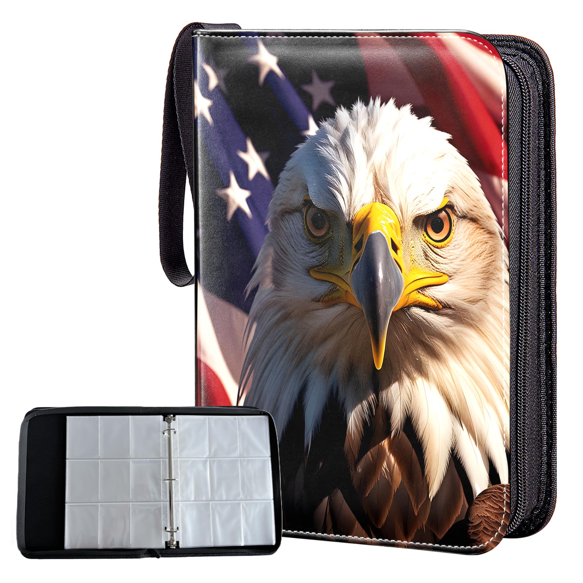 Card Binder, D-ring & Push Button to open and close the rings, Top Loader Binder Holds up to 990 Cards with Zipper, Pockets Sleeves Ideal for Football Cards, Baseball Cards