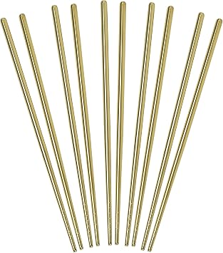 Helens Asian Kitchen Gold Stainless Steel Chopsticks, Set of 5-Pair