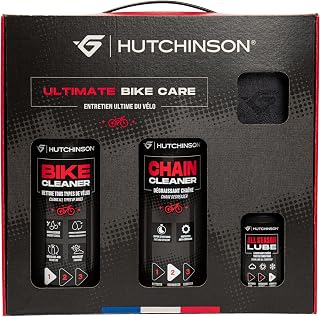 HUTCHINSON – ULTIMATE BIKE CARE – Kit de Mantenimiento Completo para Bicicleta 4-en-1 | Limpiador, Desengrasante, Lubricante, Microfibra | Formato Económico | Fabricado en Francia