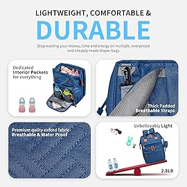 KABAQOO Diaper Bag Backpack with Detachable Changing Station, Large Capacity Baby Diaper Bags for Boys & Girls, Baby Registry Search Stuff & Shower Gifts, Newborn Essentials Must Haves, Blue