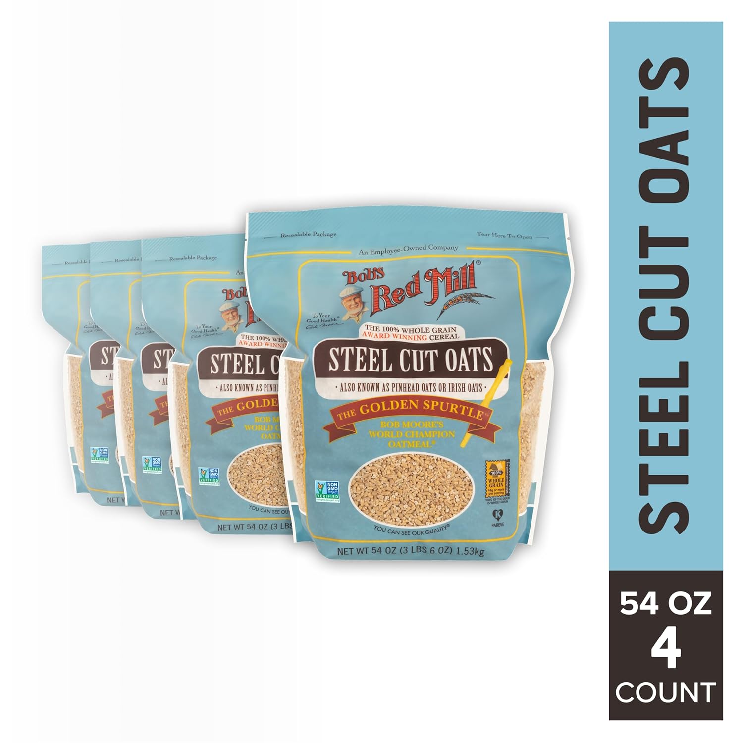 Bob's Red Mill Steel Cut Oats, 54oz (Pack of 4) - Non GMO, Whole Grain, Vegan, Kosher