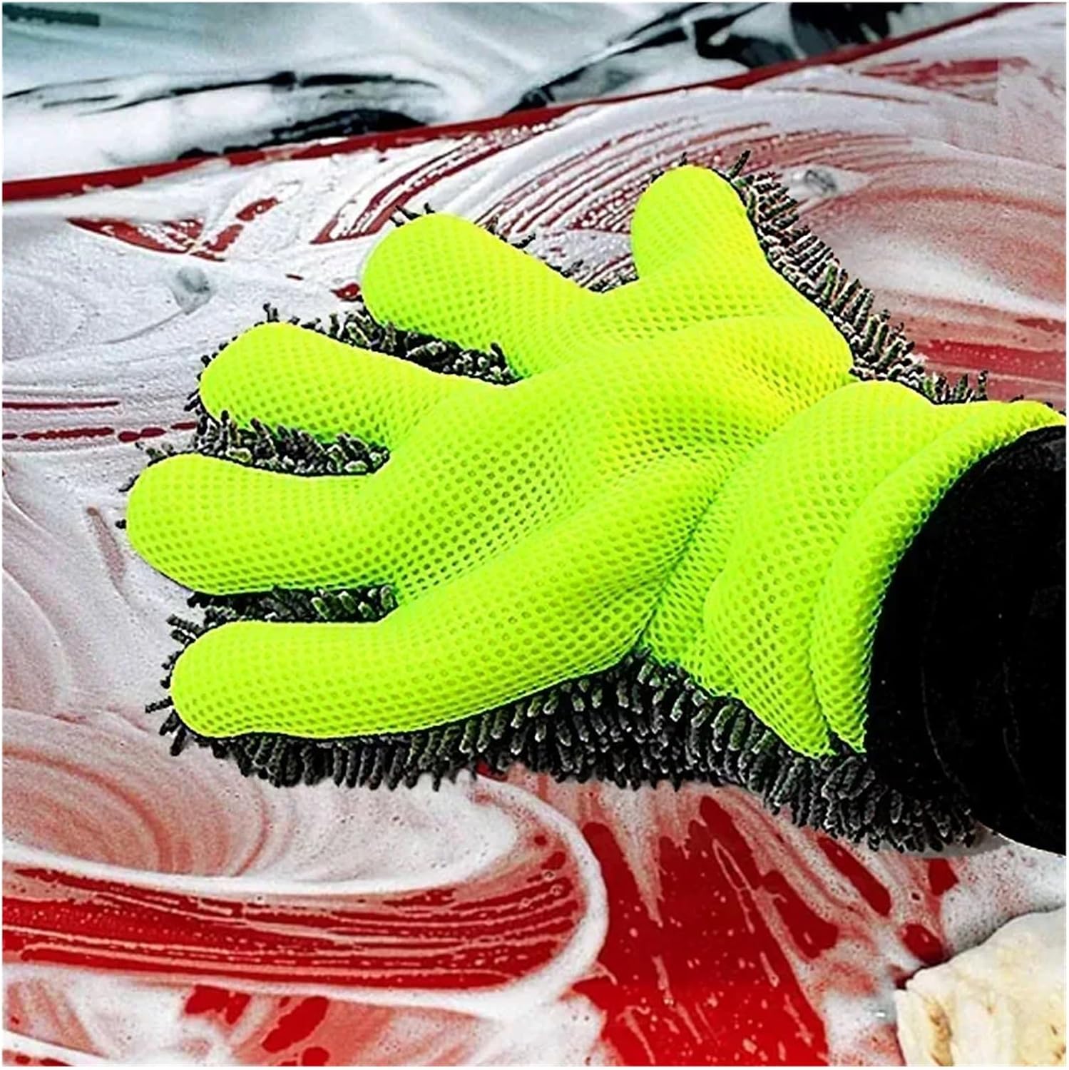 1/2Pcs Ultra-Luxury Microfiber Car Wash Gloves Car Cleaning Tool Home Use Multi-Function Cleaning Brush Detailing Washing Gloves(A-2pcs)