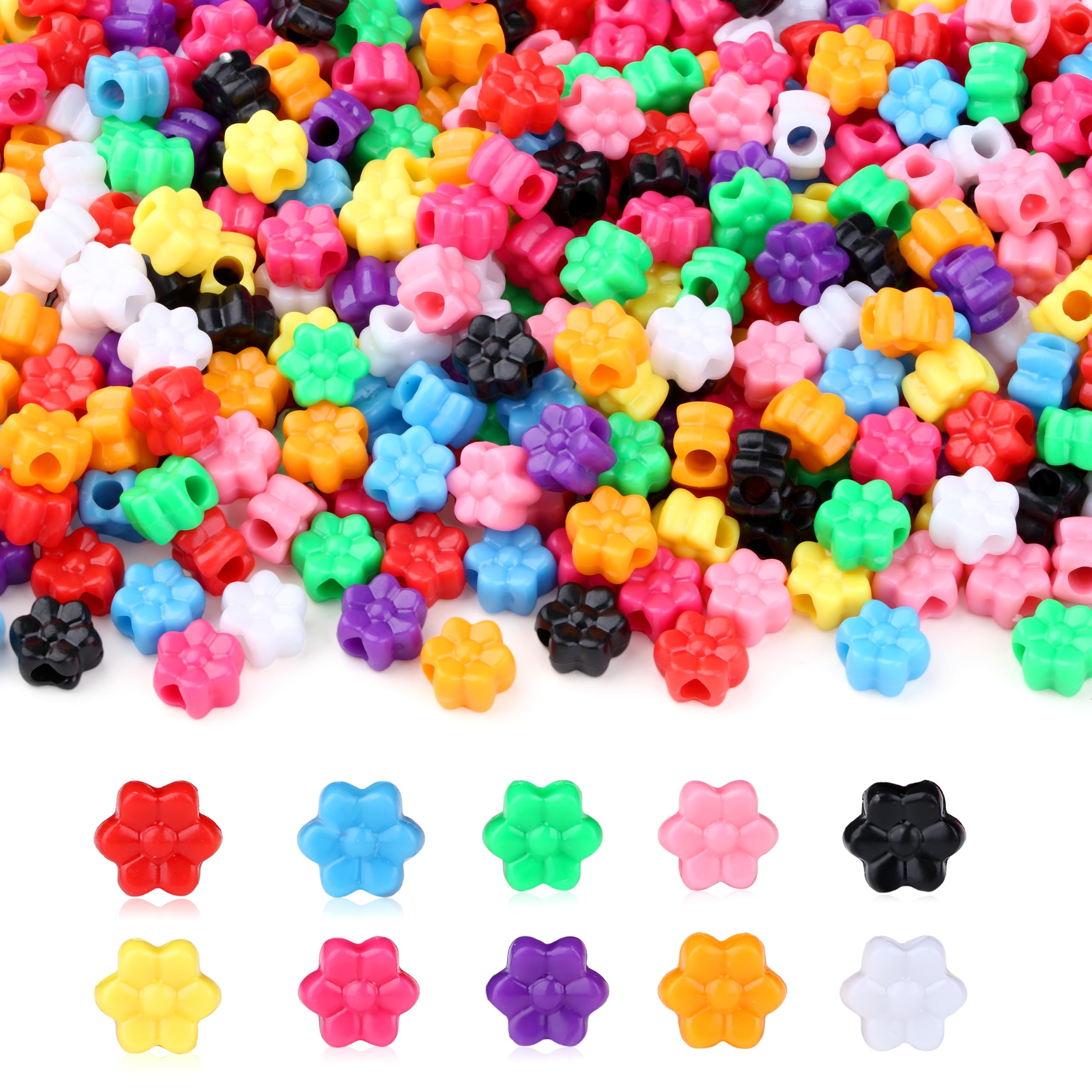 Sahoottie 800Pcs Flower Pony Beads with Storage Box