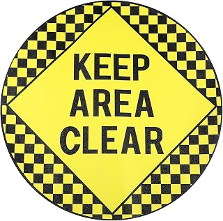 Yexiya 1 Pcs Keep Area Clear Floor Sign - 16 Inch Anti Slip Adhesive Keep Clear Floor Decal Sticker, Black on Yellow