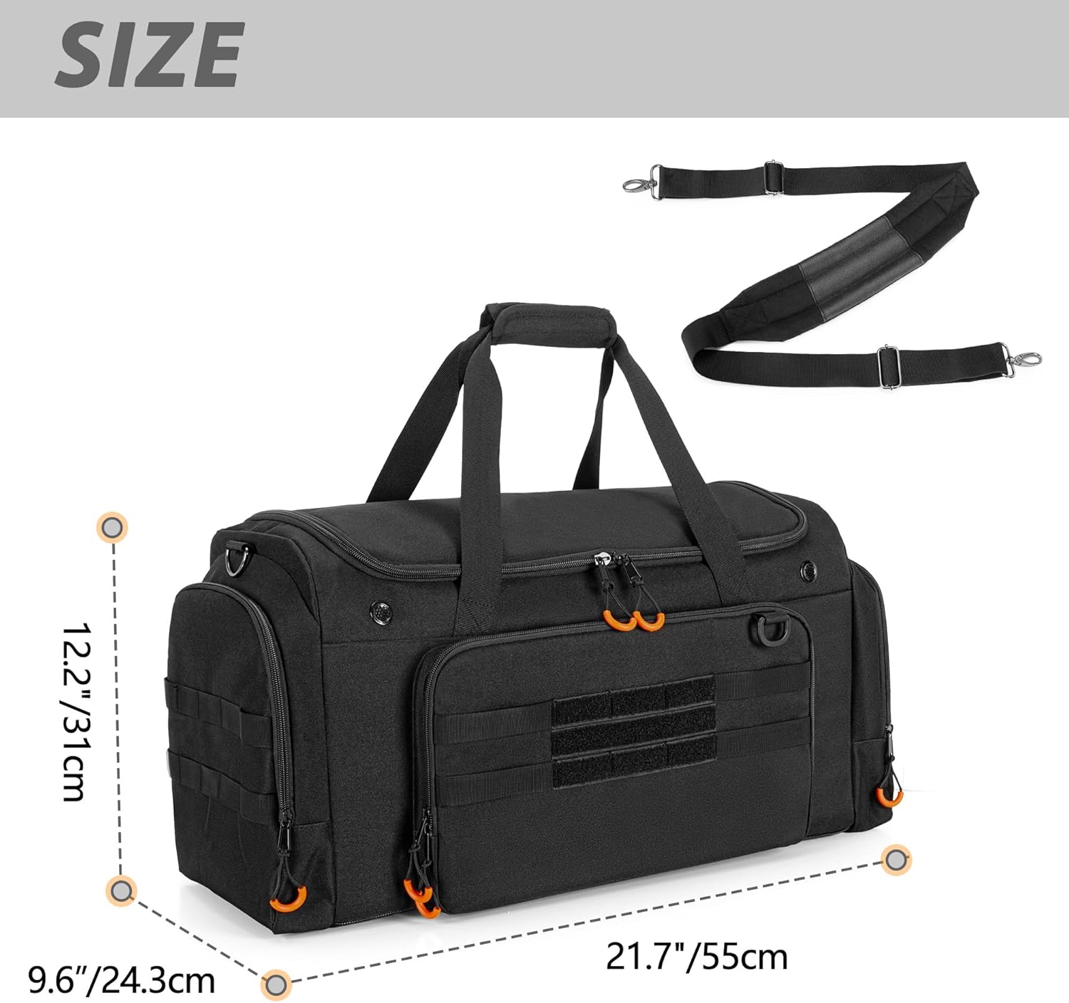 DSLEAF Tactical Sneaker Duffle Bag for 4 Pairs of Shoes, Sneaker Travel Bag with 3 Adjustable Dividers with Multiple Pockets, Detachable Shoulder and TSA Carry-on Approved Size - Image 6